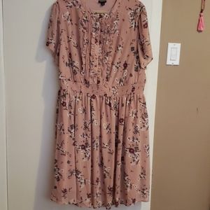 Blush floral chiffon skater dress